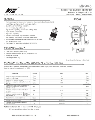 MK4045 40A 45V Schottky-diodemodule met platte siliciumstructuur in PV-doos